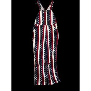 Game Bibs American Flag Logo Overalls USA abSz: Medium A6